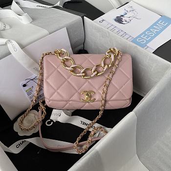 Chanel Small Flap Bag With Big Chain Pink AS3366 size 20x9x13.5 cm