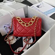 Chanel Small Flap Bag With Big Chain Red AS3366 size 20x9x13.5 cm - 5