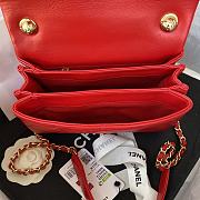 Chanel Small Flap Bag With Big Chain Red AS3366 size 20x9x13.5 cm - 3