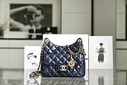 Chanel Hobo Bag Glossy Calf Leather & Gold Plated Metal Navy Blue - 1