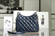 Chanel Hobo Bag Glossy Calf Leather & Gold Plated Metal Navy Blue - 5