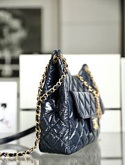 Chanel Hobo Bag Glossy Calf Leather & Gold Plated Metal Navy Blue - 6