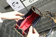 Chanel Small Hobo Bag Glossy Calf Leather & Gold Plated Metal Navy Blue  - 6