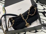 Chanel Hobo Bag Black Wool Jersey & Golden Metal Size 21.5x22.5x7 cm - 4