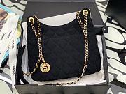 Chanel Hobo Bag Black Wool Jersey & Golden Metal Size 21.5x22.5x7 cm - 3