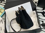 Chanel Small Hobo Bag Black Wool Jersey & Golden Metal Size 17x19x6 cm - 4