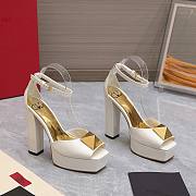 Valentino Open Toe Pump With One Stud Platform White Patent Leather 120 mm - 1