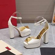 Valentino Open Toe Pump With One Stud Platform White Patent Leather 120 mm - 6