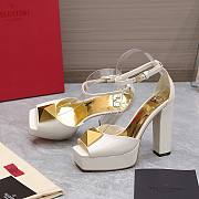 Valentino Open Toe Pump With One Stud Platform White Patent Leather 120 mm - 4