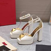 Valentino Open Toe Pump With One Stud Platform White Patent Leather 120 mm - 3