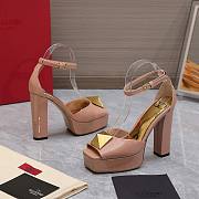 Valentino Open Toe Pump With One Stud Platform Beige Patent Leather 120 mm - 6