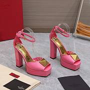 Valentino Open Toe Pump With One Stud Platform Pink Patent Leather 120 mm - 1