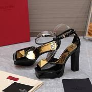 Valentino Open Toe Pump With One Stud Platform Black Patent Leather 120 mm - 6