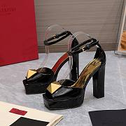 Valentino Open Toe Pump With One Stud Platform Black Patent Leather 120 mm - 5