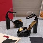 Valentino Open Toe Pump With One Stud Platform Black Patent Leather 120 mm - 4