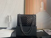 Chanel Classic Chevron Double Flap Bag Black Lambskin Silver Hardware 25cm - 5
