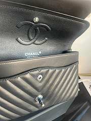 Chanel Classic Chevron Double Flap Bag Black Lambskin Silver Hardware 25cm - 6