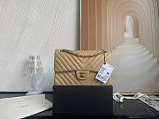 Chanel Classic Chevron Double Flap Bag Beige Lambskin Gold Hardware 25cm - 1