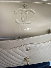 Chanel Classic Chevron Double Flap Bag Beige Lambskin Gold Hardware 25cm - 5