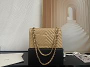 Chanel Classic Chevron Double Flap Bag Beige Lambskin Gold Hardware 25cm - 6