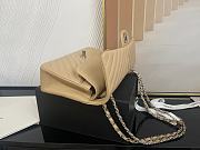 Chanel Classic Chevron Double Flap Bag Beige Lambskin Silver Hardware 25cm - 4