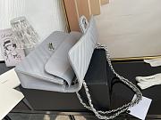Chanel Classic Chevron Double Flap Bag Gray Lambskin Silver Hardware 25cm - 4