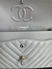 Chanel Classic Chevron Double Flap Bag Gray Lambskin Silver Hardware 25cm - 6