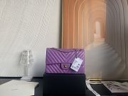 Chanel Classic Chevron Double Flap Bag Purple Lambskin Gold Hardware 25cm - 1