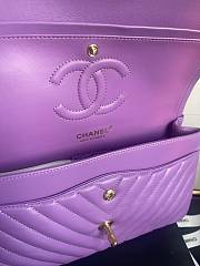Chanel Classic Chevron Double Flap Bag Purple Lambskin Gold Hardware 25cm - 5