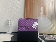 Chanel Classic Chevron Double Flap Bag Purple Lambskin Silver Hardware 25cm - 1