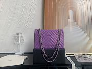 Chanel Classic Chevron Double Flap Bag Purple Lambskin Silver Hardware 25cm - 4