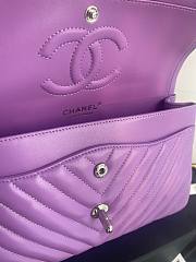 Chanel Classic Chevron Double Flap Bag Purple Lambskin Silver Hardware 25cm - 5