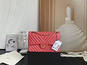 Chanel Classic Chevron Double Flap Bag Pink Lambskin Gold Hardware 25cm - 1