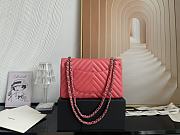 Chanel Classic Chevron Double Flap Bag Pink Lambskin Silver Hardware 25cm - 3