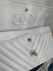 Chanel Classic Chevron Double Flap Bag White Lambskin Silver Hardware 25cm - 6