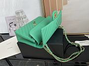 Chanel Classic Chevron Double Flap Bag Green Lambskin Gold Hardware 25cm - 3