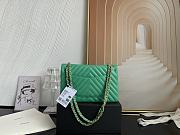 Chanel Classic Chevron Double Flap Bag Green Lambskin Gold Hardware 25cm - 5