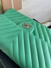 Chanel Classic Chevron Double Flap Bag Green Lambskin Silver Hardware 25cm - 6