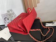 Chanel Classic Chevron Double Flap Bag Red Lambskin Gold Hardware 25cm - 4