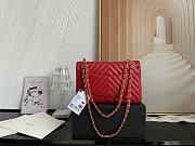 Chanel Classic Chevron Double Flap Bag Red Lambskin Gold Hardware 25cm - 5