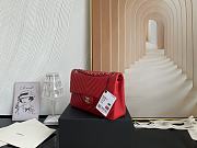 Chanel Classic Chevron Double Flap Bag Red Lambskin Silver Hardware 25cm - 5