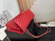 Chanel Classic Chevron Double Flap Bag Red Lambskin Silver Hardware 25cm - 4