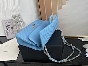 Chanel Classic Chevron Double Flap Bag Blue Lambskin Gold Hardware 25cm - 4