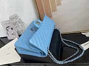 Chanel Classic Chevron Double Flap Bag Blue Lambskin Silver Hardware 25cm - 4