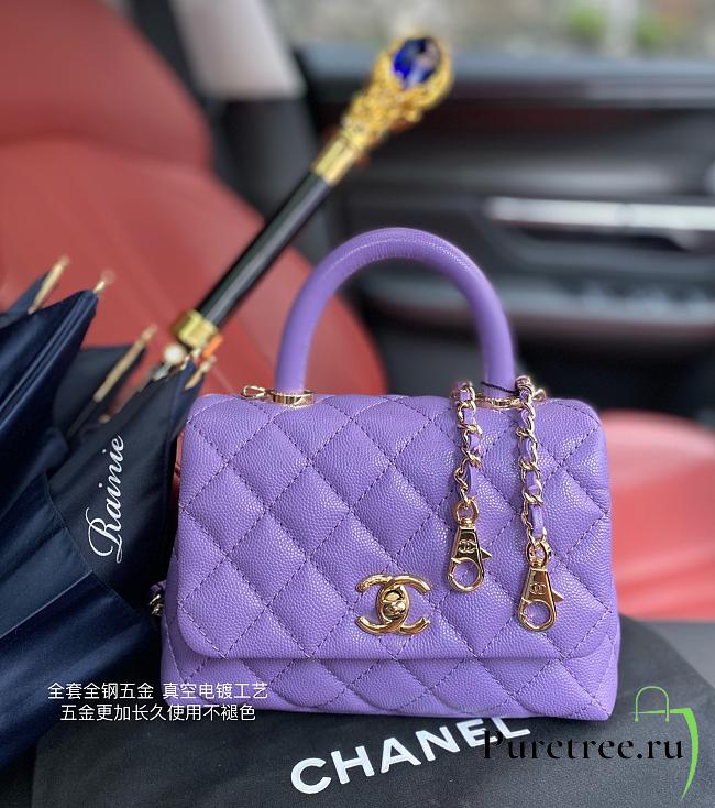 Chanel Coco Mini Bag Purple Grain Leather & Gold Hardware size 19x13x9 cm - 1