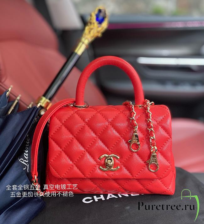 Chanel Coco Mini Bag Red Grain Leather & Gold Hardware size 19x13x9 cm - 1