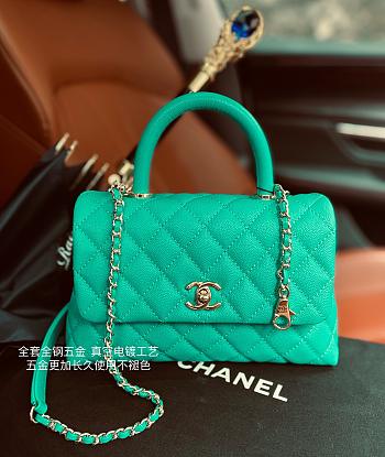 Chanel Coco Bag Green Grain Leather & Gold Hardware size 24x14x10 cm