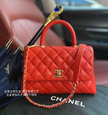 Chanel Coco Bag Red Grain Leather & Gold Hardware size 24x14x10 cm