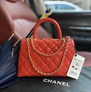 Chanel Coco Bag Red Grain Leather & Gold Hardware size 24x14x10 cm - 6