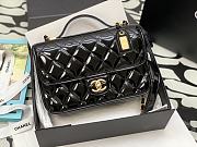 Chanel Small Flap Bag With Top Handle Black Patent Leather Size 25x21x7 cm - 1